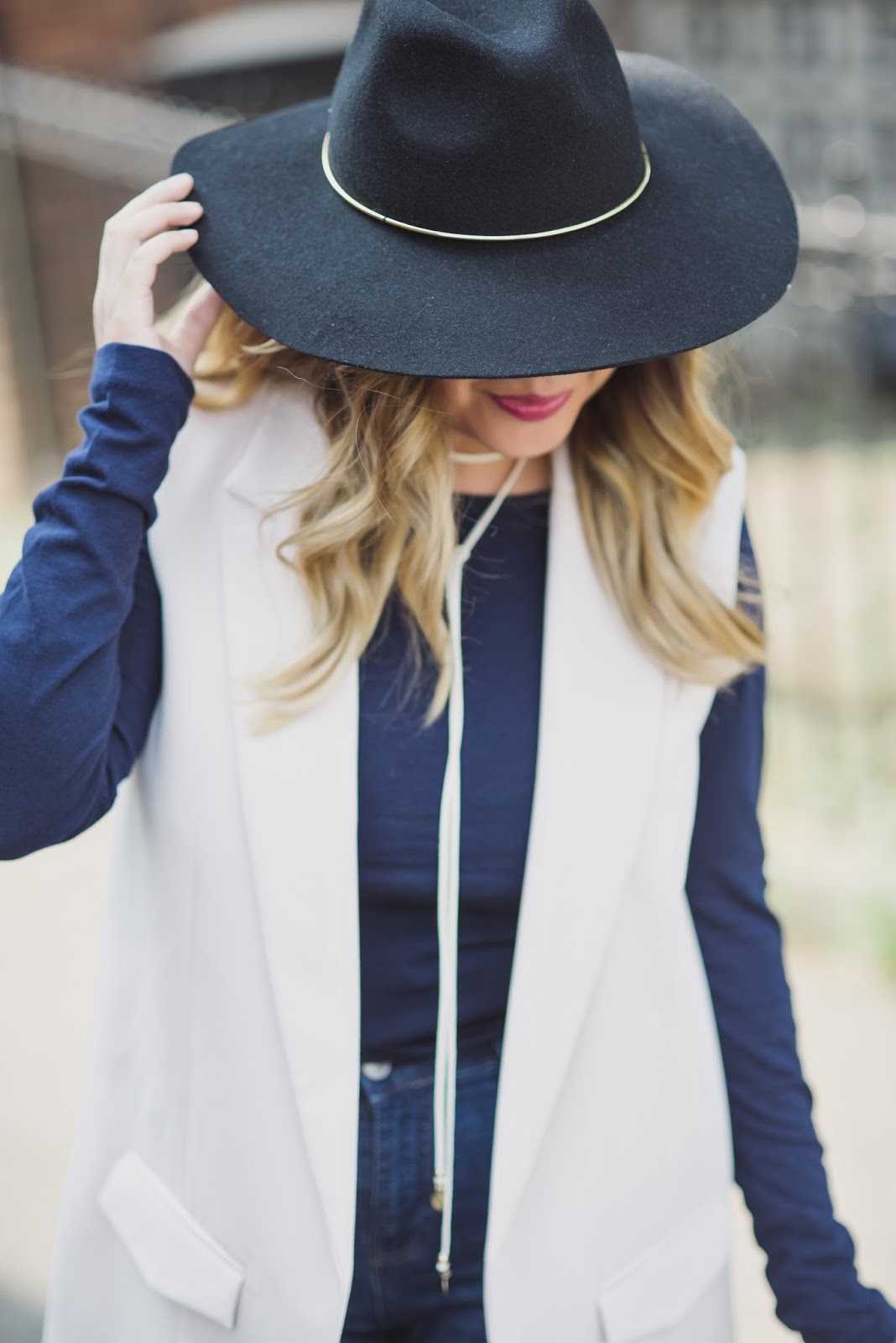 black hat, vest, topshop 