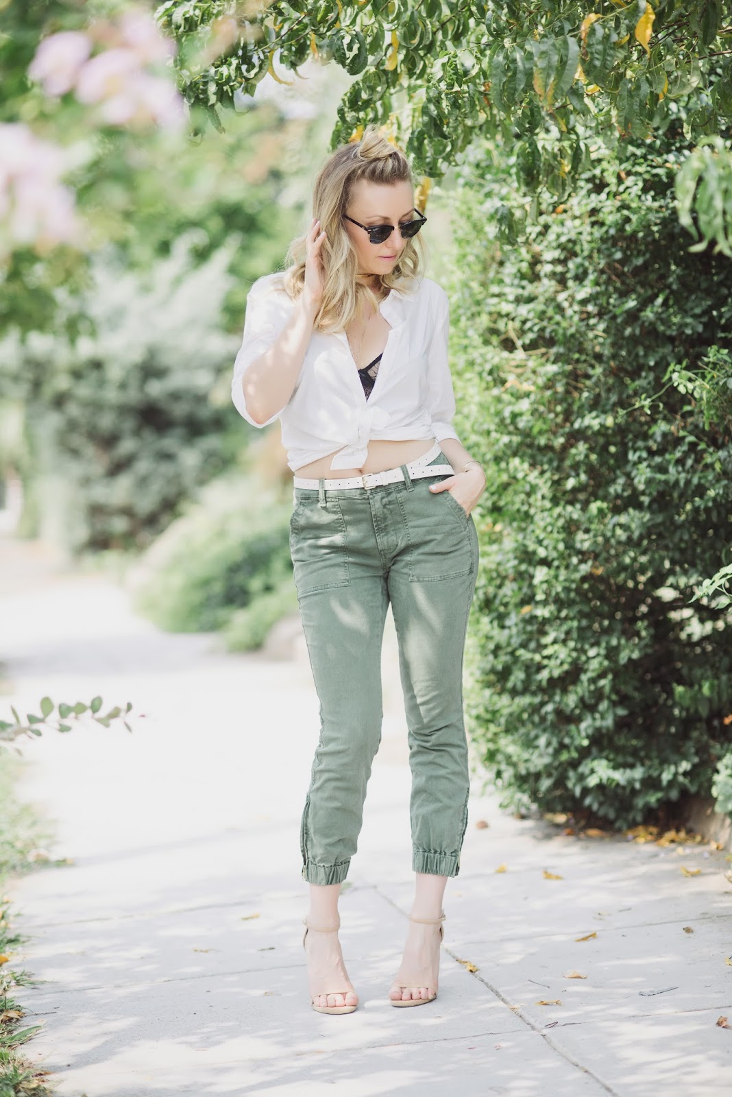 cargo pants, crop top shirt 