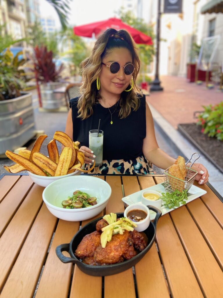 cuba libre patio, chicken wings, banana cheaps 